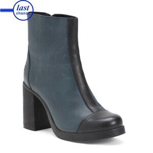 FLY LONDON Black/navy Made In Portugal Leather Heeled Comfort Booties